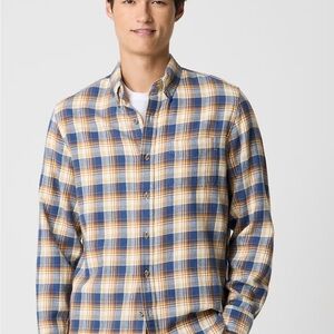 J. Crew Factory Coconut Cream Multi 100% Cotton Flannel Shirt